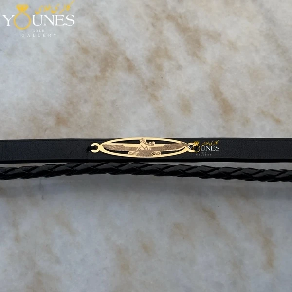 دستبند طلا اهورا مزدا چرم مردانه فروهر